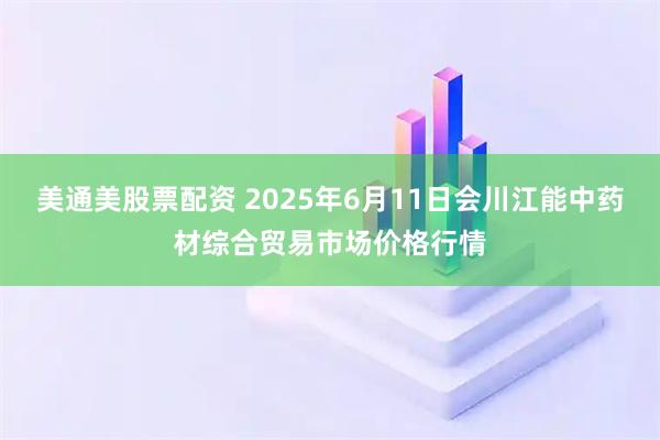 美通美股票配资 2025年6月11日会川江能中药材综合贸易市场价格行情